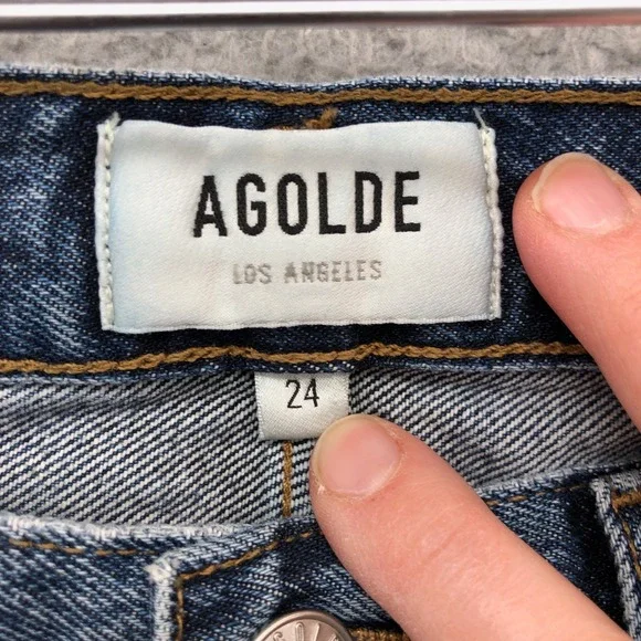 Agolde Clara Wide Leg Jeans Womens 24 00 Blue Denim Organic Cotton Mid Rise - Picture 3 of 7